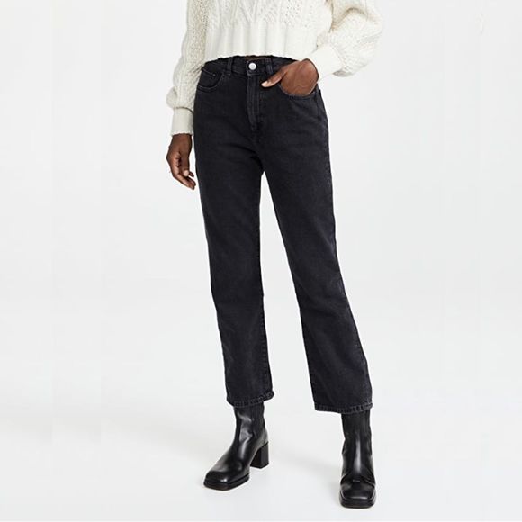 NWT DL1961 Emilie Ultra High Rise Vintage Ankle Straight Leg Black Stone Jeans - Picture 1 of 15